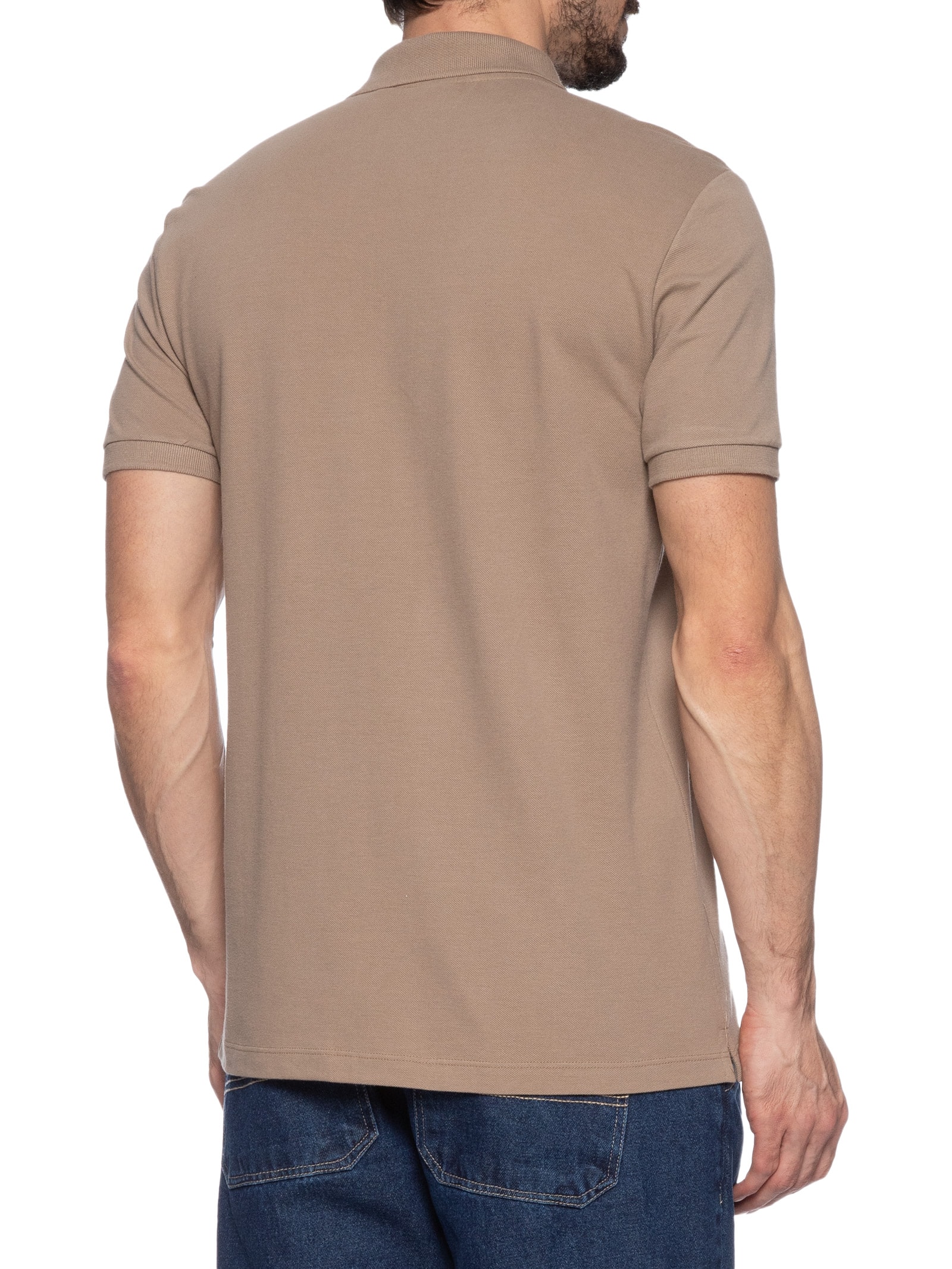 Polo Masculina Ck Slim Gola Com Friso Bege Calvin Klein - White Label