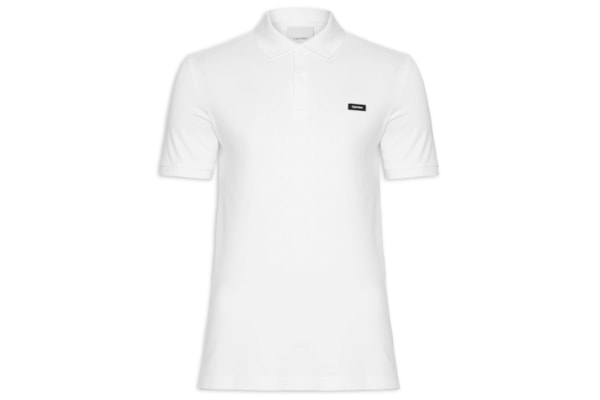 Polo Masculina Ck Slim Mg Curta Em Piquet - Branco