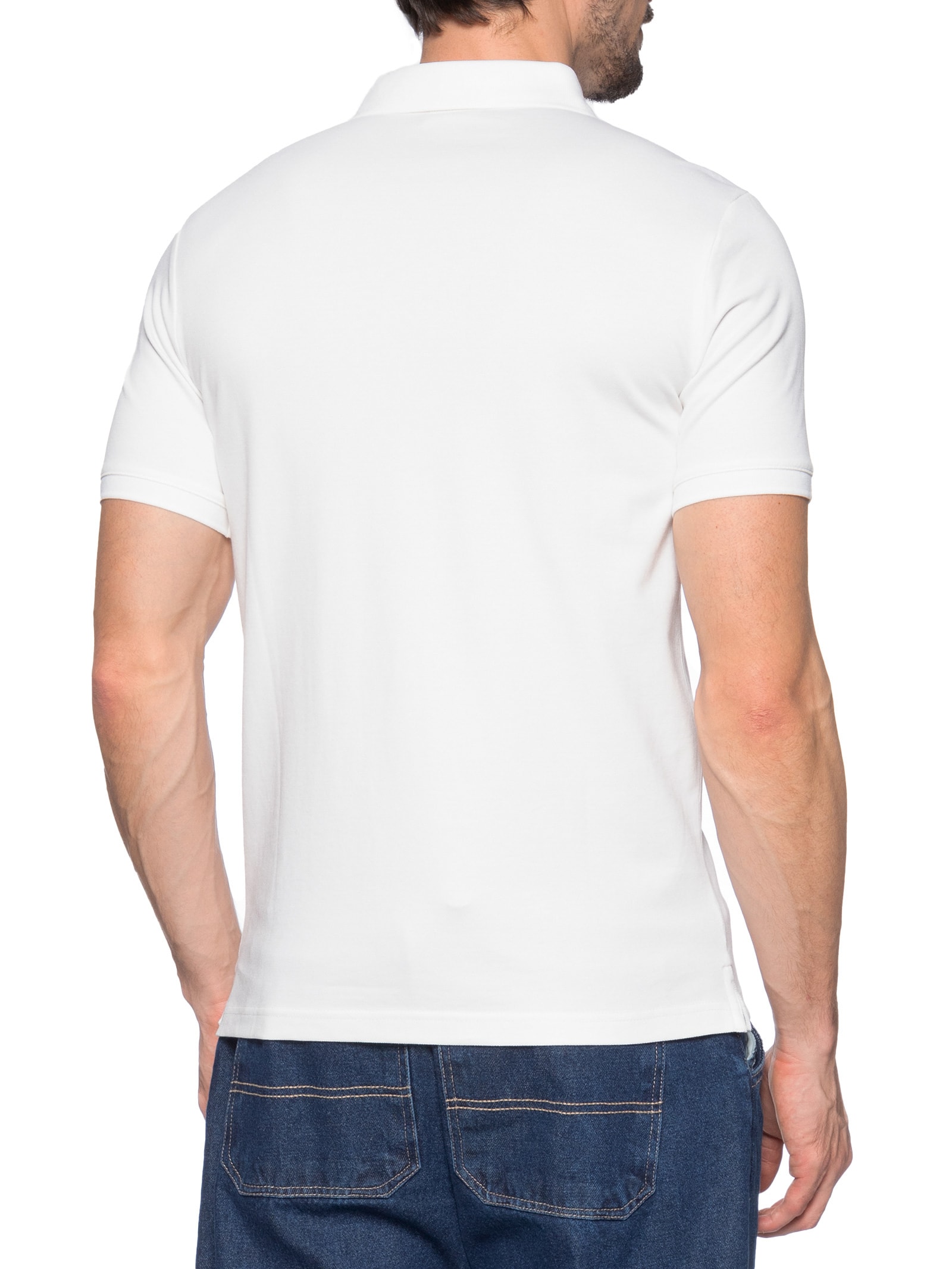 Polo Masculina Ck Slim Mg Curta Em Piquet Branco Calvin Klein