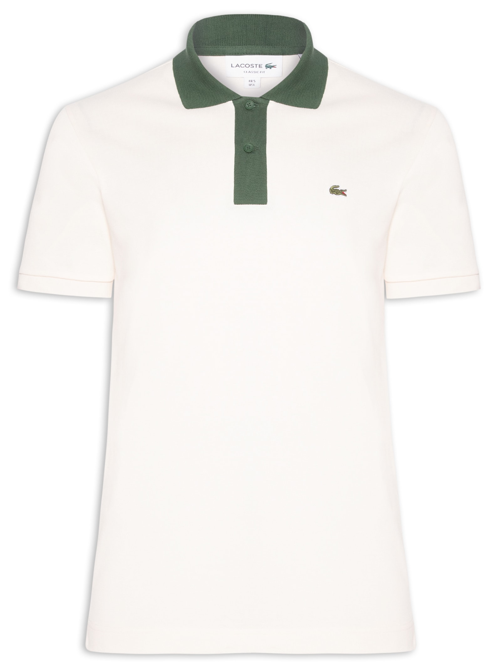 Polo Masculina Classic Fit Contrast Collor Verde Lacoste