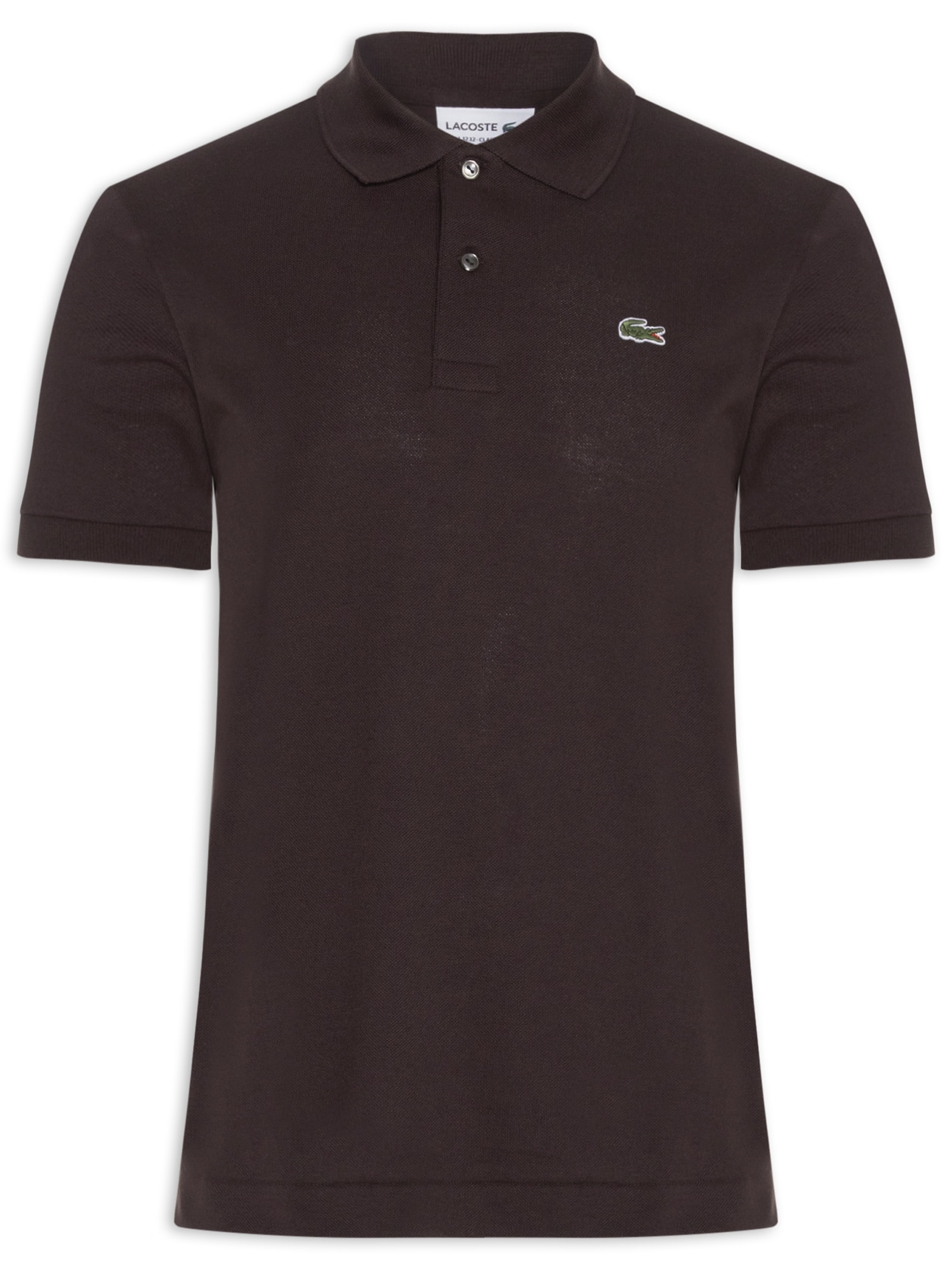 Polo Masculina Classic Fit Em Piquet De Algodão Marrom Lacoste