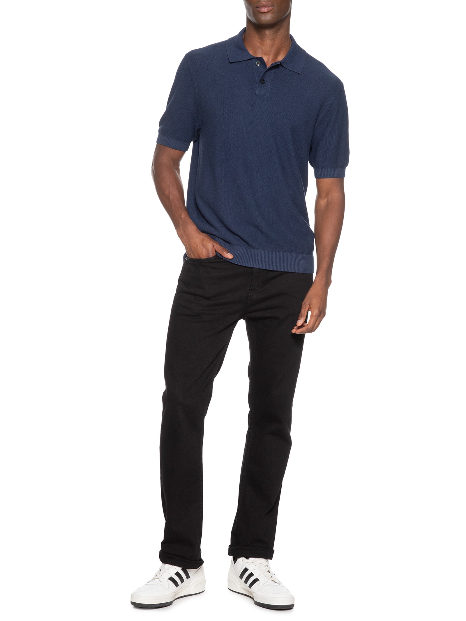 Polo Masculina Classic Fit Em Tricot Azul Levi's