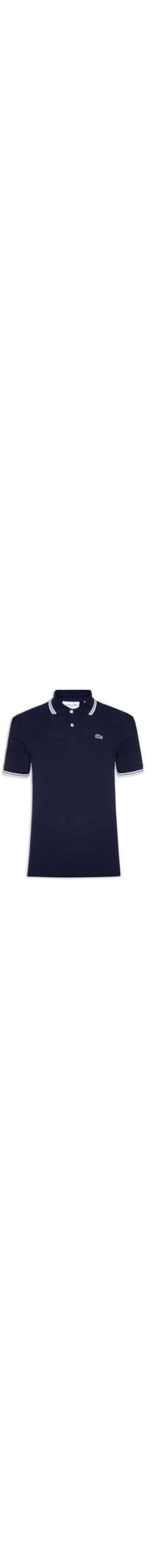 Polo Masculina Classic Fit Gola E Manga Listradas Em Piquet De Algodão - Azul