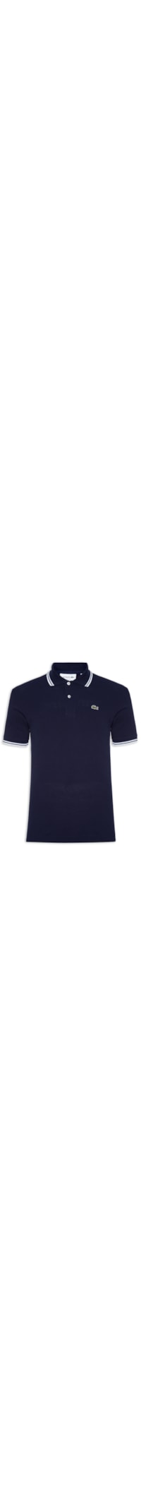 Polo Masculina Classic Fit Gola E Manga Listradas Em Piquet De Algodão - Azul