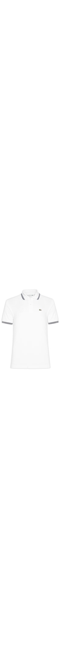 Polo Masculina Classic Fit Gola E Manga Listradas Em Piquet De Algodão - Branco