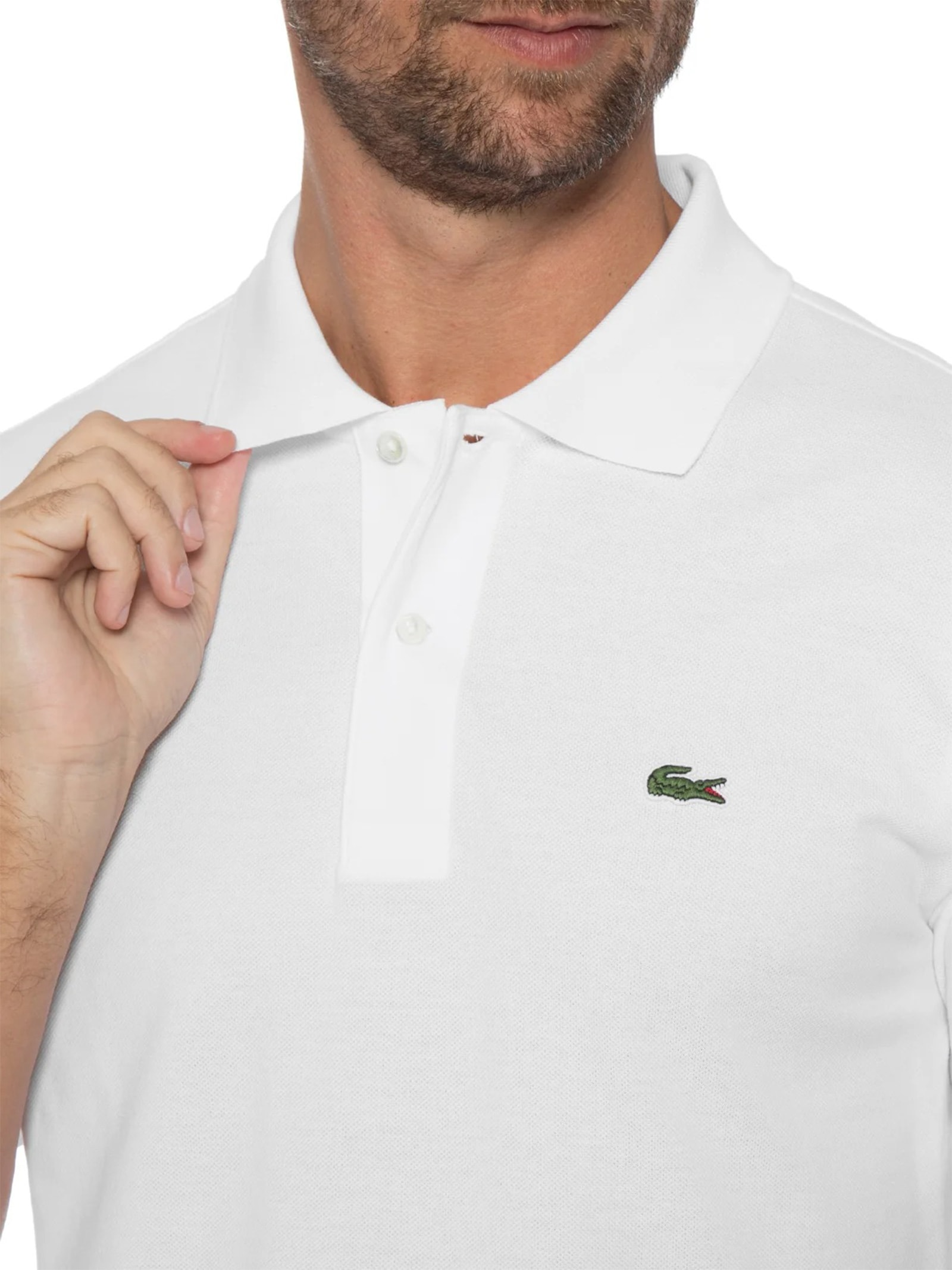 Polo Masculina Classic Fit  L.12.12 Em Piquet De Algodão Branco Lacoste