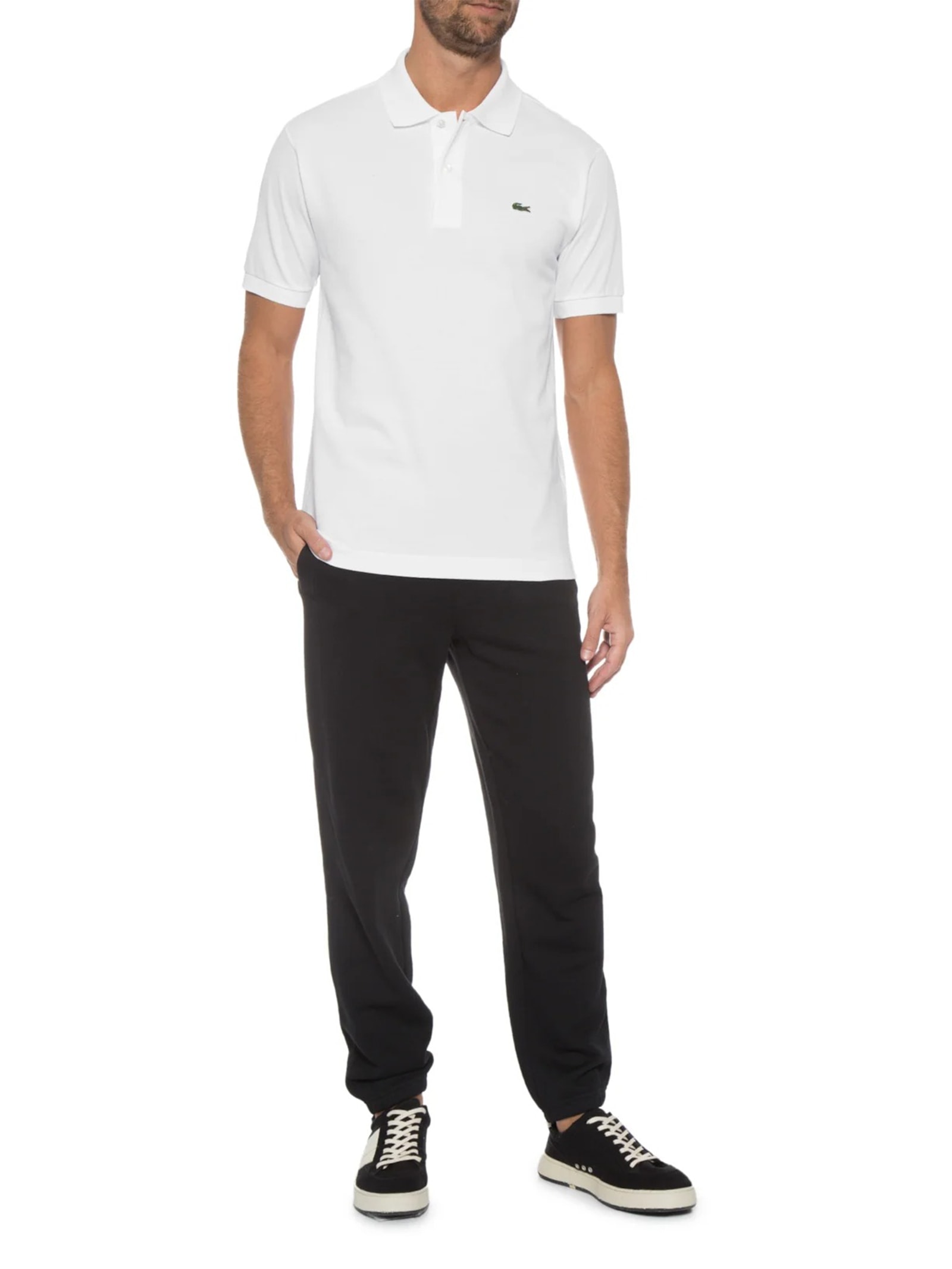 Polo Masculina Classic Fit  L.12.12 Em Piquet De Algodão Branco Lacoste