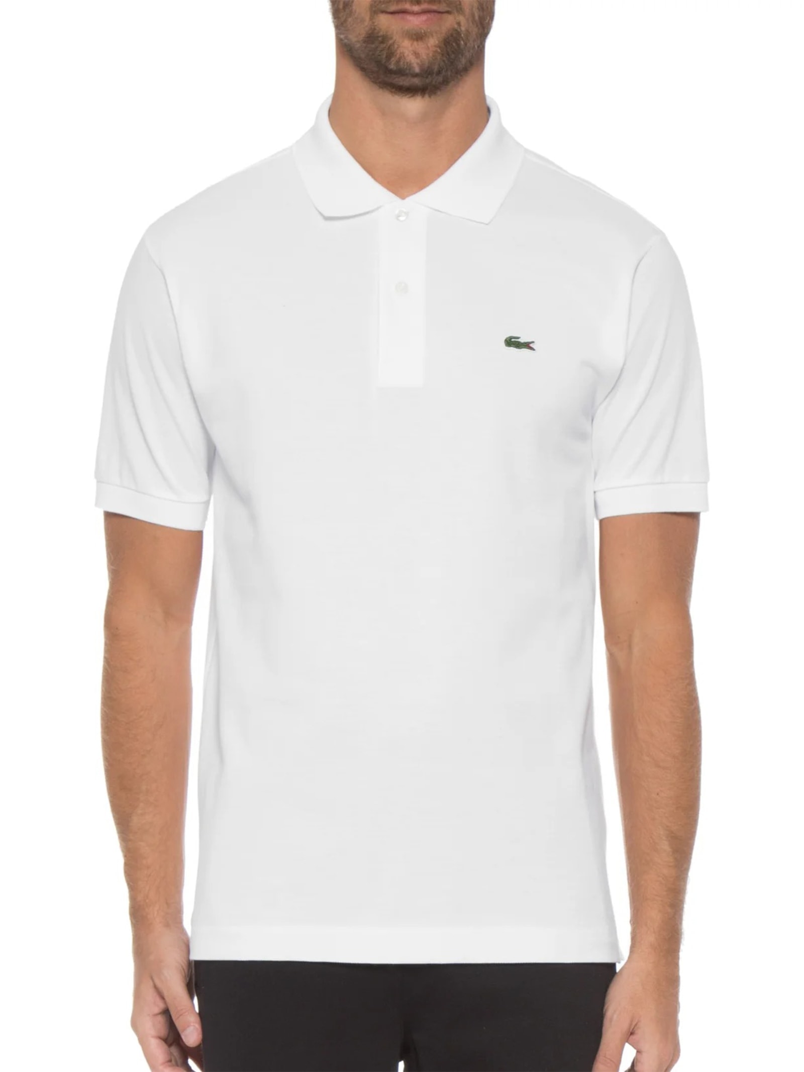 Polo Masculina Classic Fit  L.12.12 Em Piquet De Algodão Branco Lacoste
