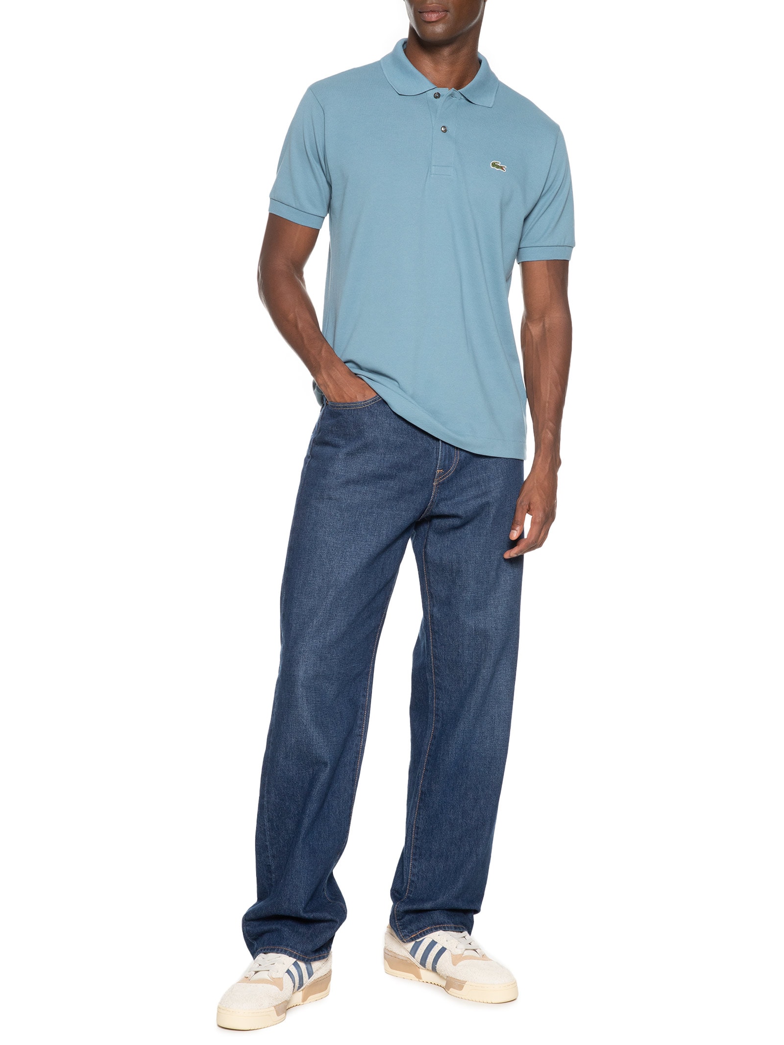 Polo Masculina Classic Fit L.12.12 Piquet De Algodão Azul Lacoste