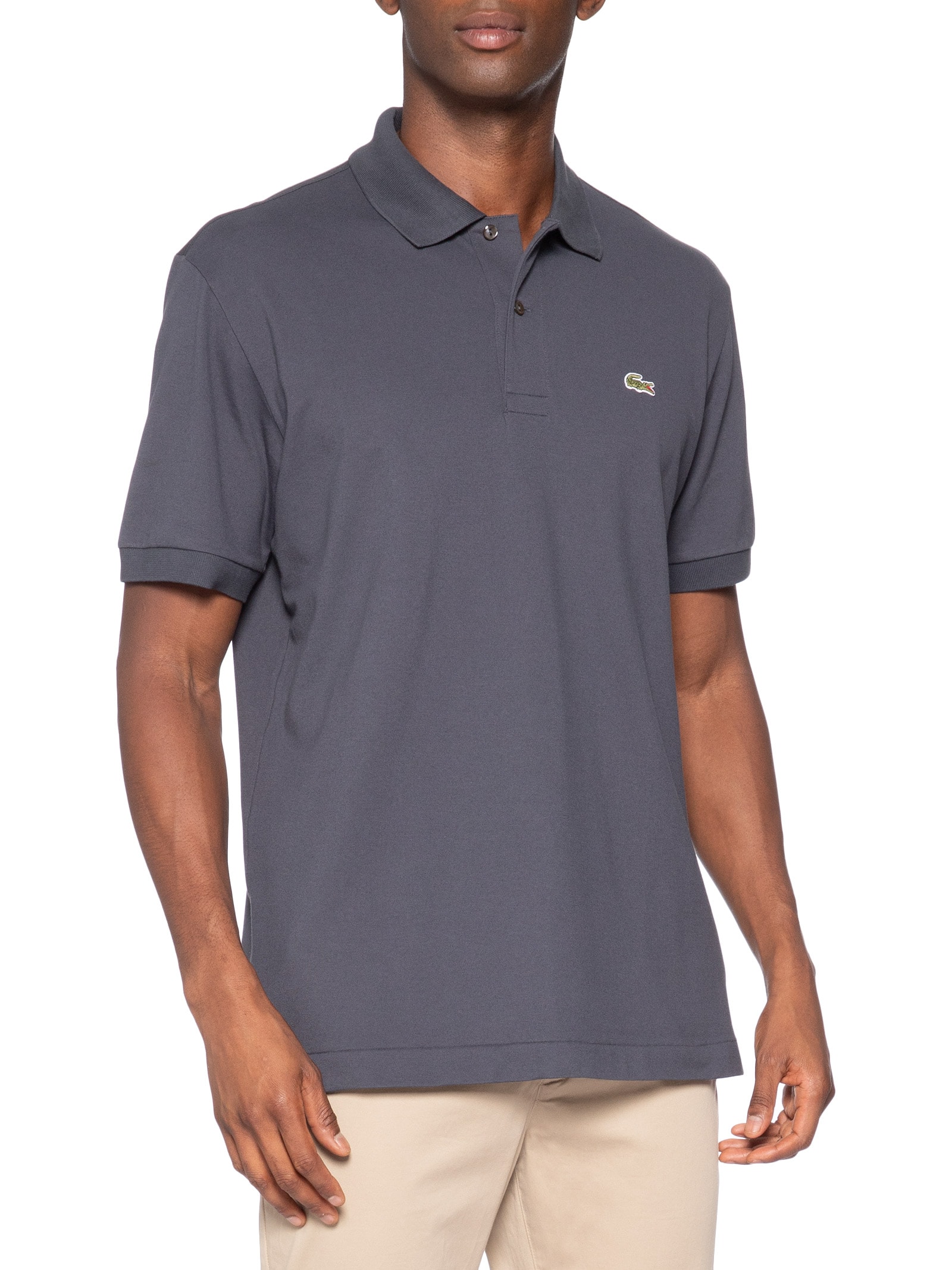 Polo Masculina Classic Fit L1212 Light Piquet Cinza Lacoste