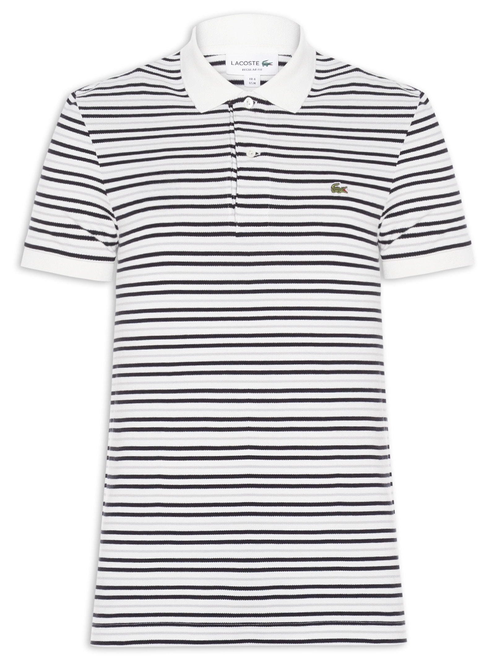 Polo Masculina Classic Fit Listrada Preto Lacoste
