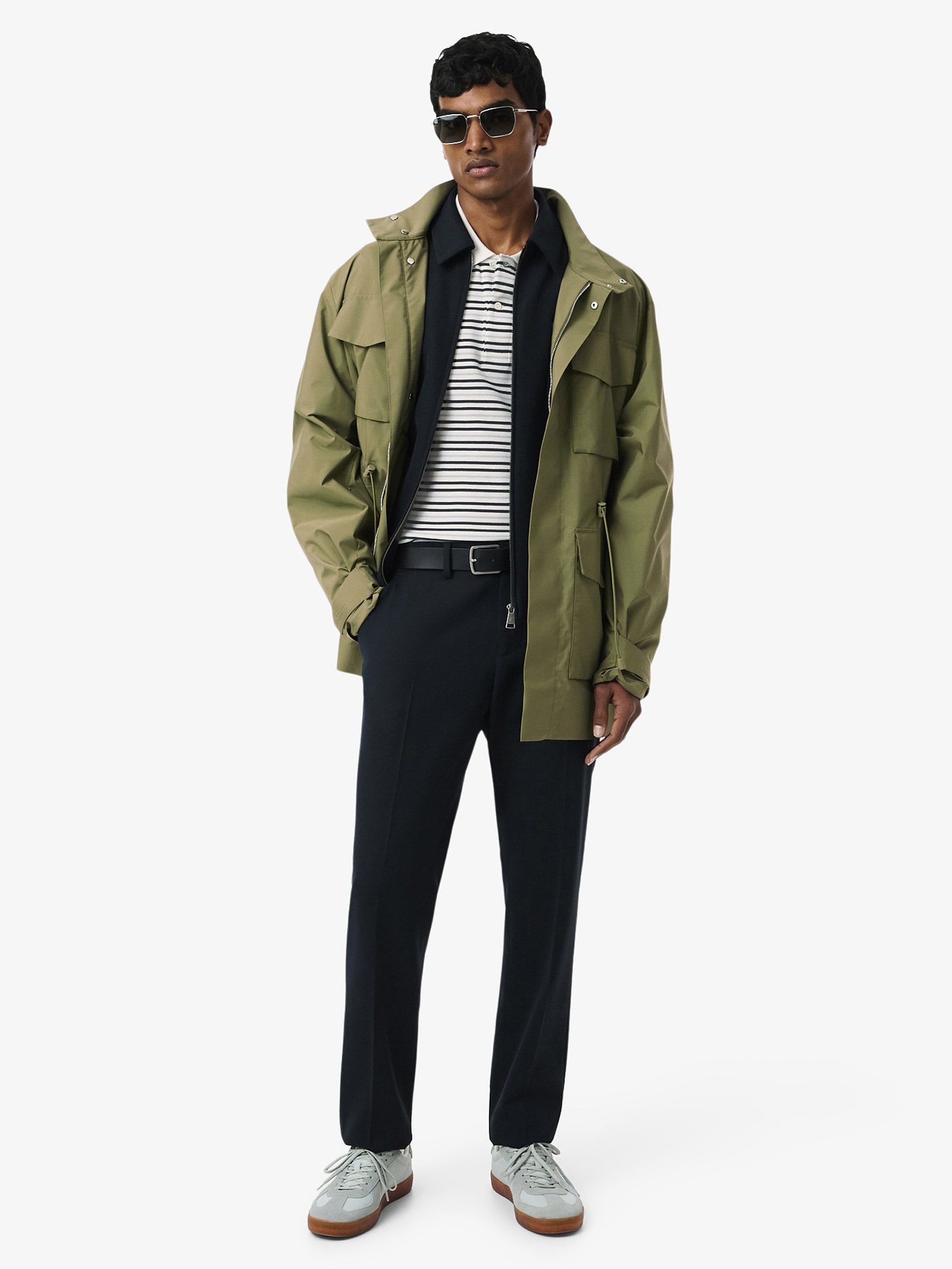 Polo Masculina Classic Fit Listrada Preto Lacoste