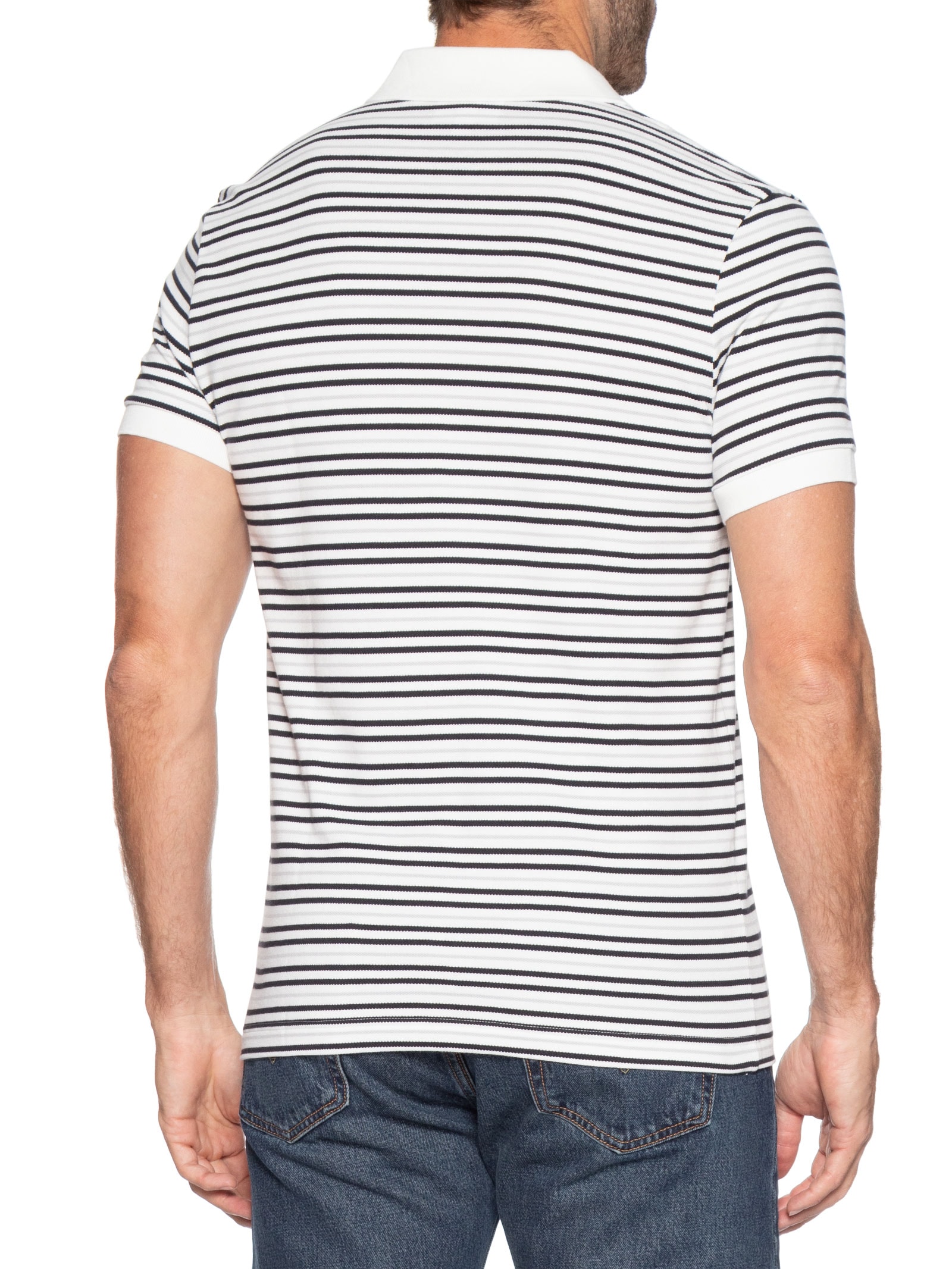 Polo Masculina Classic Fit Listrada Preto Lacoste