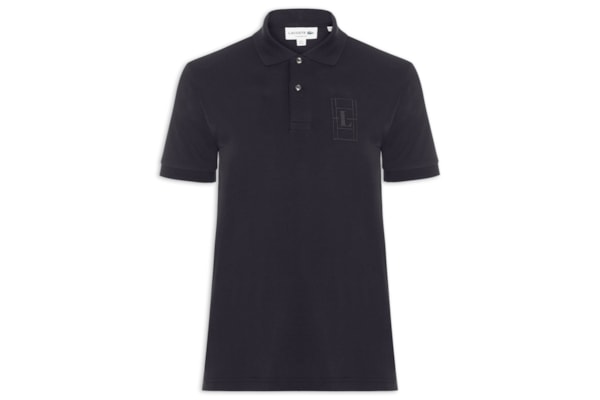 Polo Masculina Classic Fit Quadra - Preto
