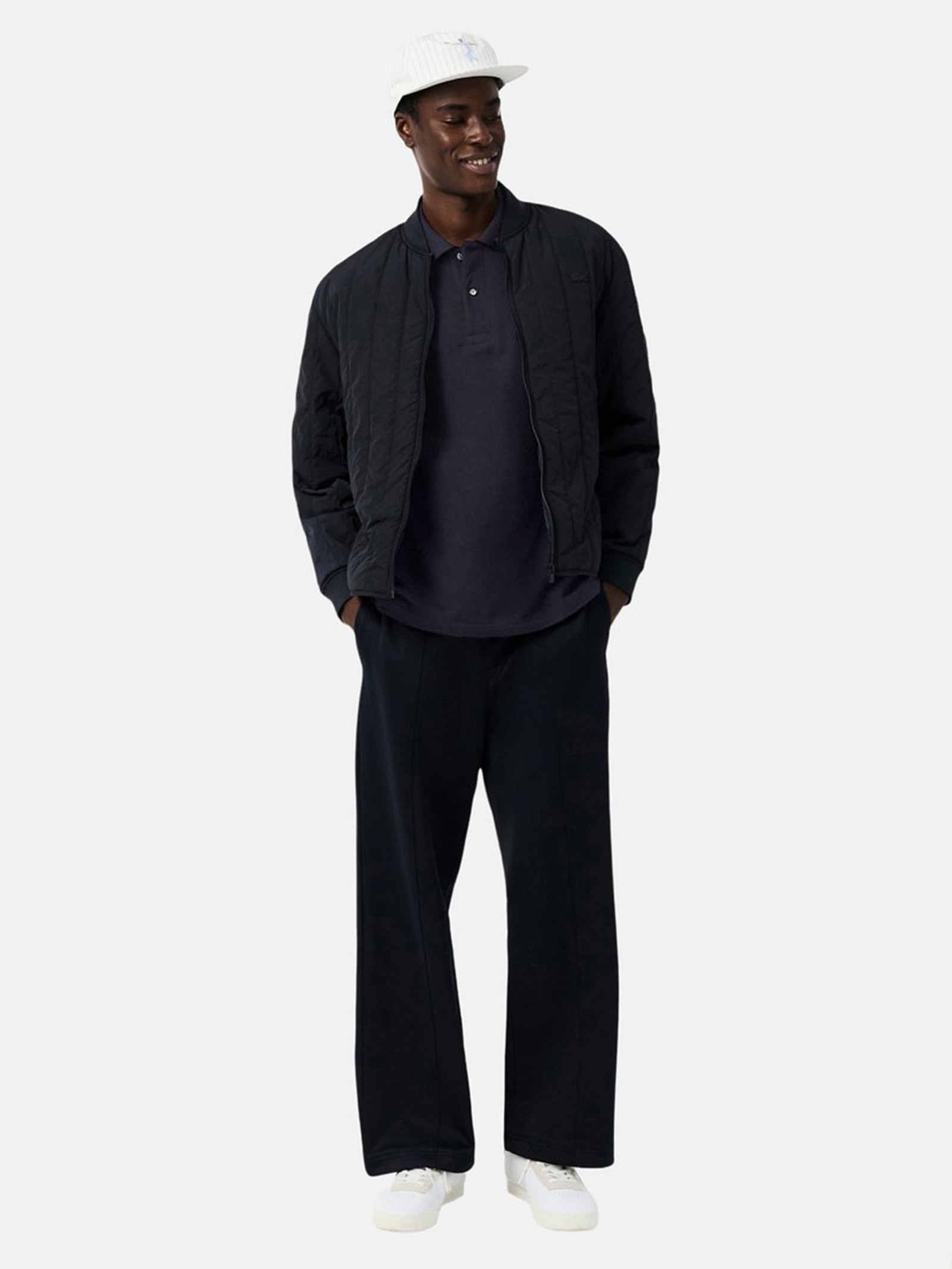 Polo Masculina Classic Fit Quadra Preto Lacoste
