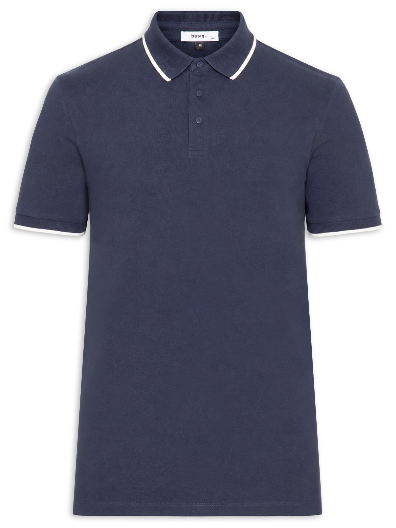 Polo Masculina Com Detalhe Em Friso Azul Basiq Men