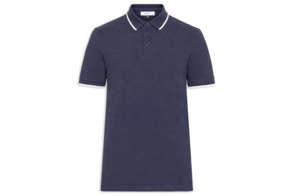 Polo Masculina Com Detalhe Em Friso - Azul