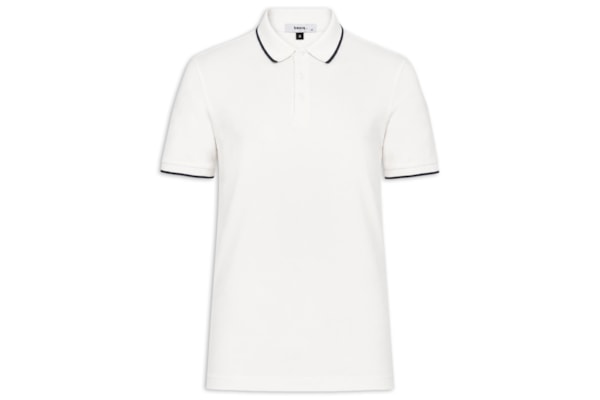 Polo Masculina Com Detalhe Em Friso - Branco