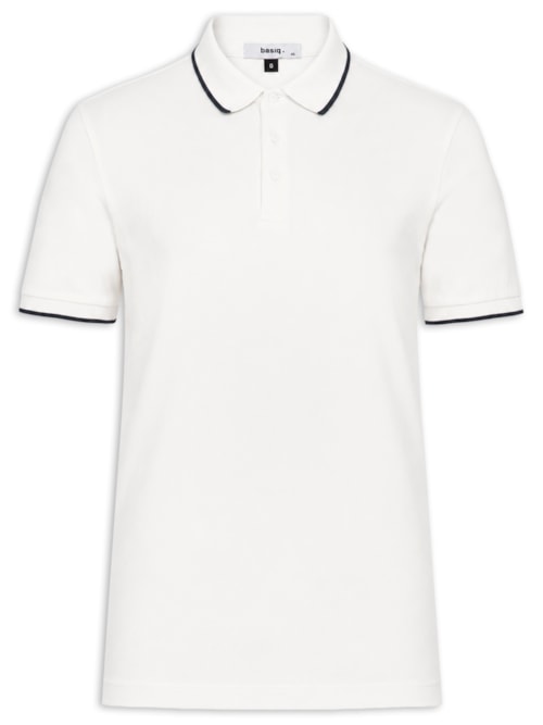 Polo Masculina Com Detalhe Em Friso - Branco