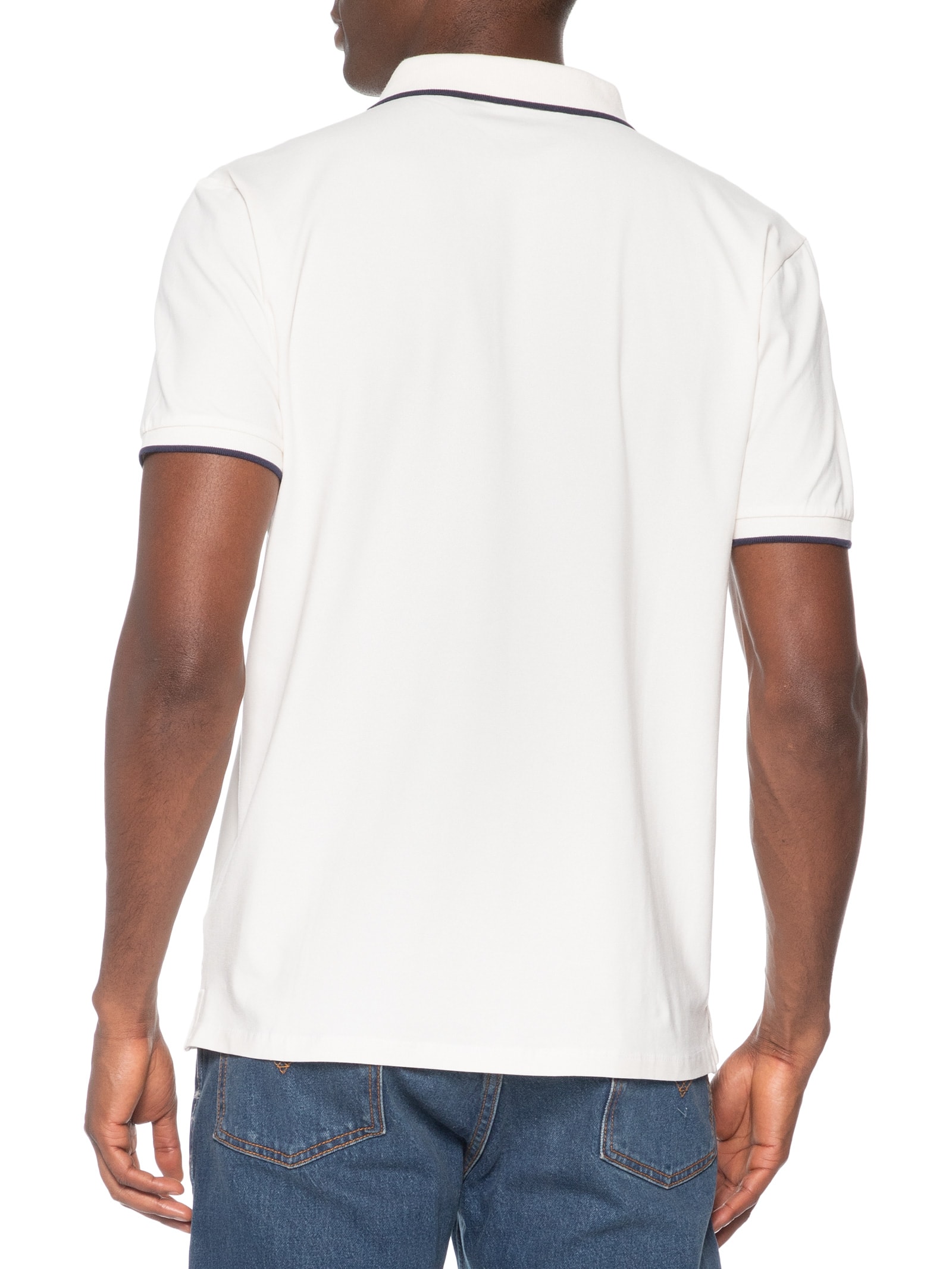 Polo Masculina Com Detalhe Em Friso Branco Basiq Men