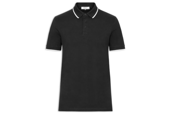 Polo Masculina Com Detalhe Em Friso - Preto