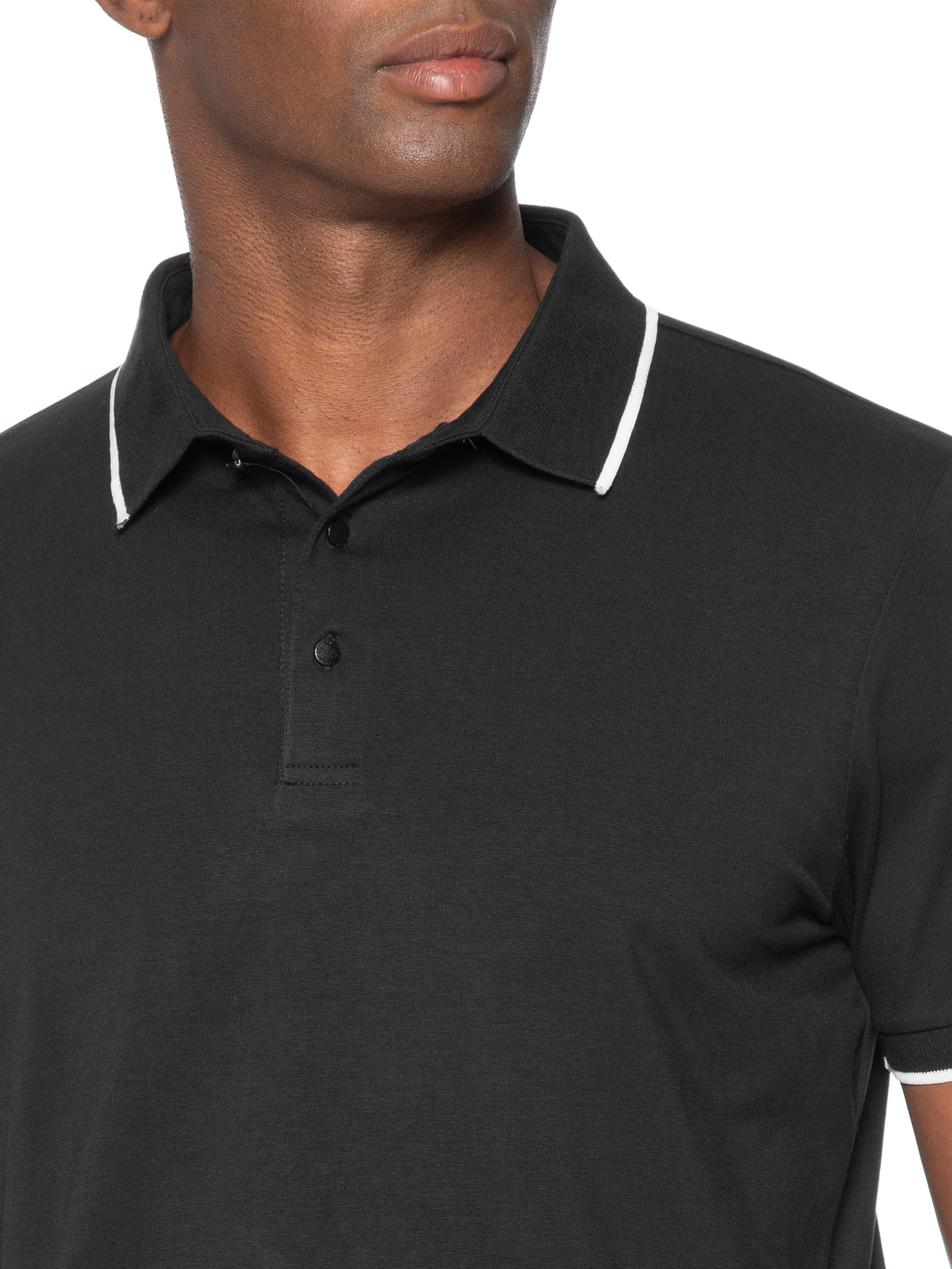 Polo Masculina Com Detalhe Em Friso Preto Basiq Men