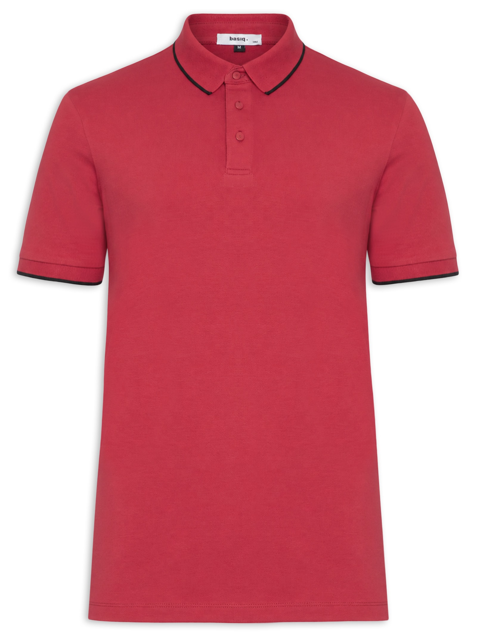 Polo Masculina Com Detalhe Em Friso Vermelho Basiq Men