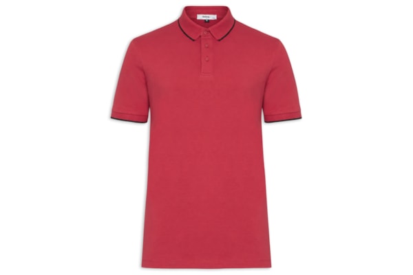Polo Masculina Com Detalhe Em Friso - Vermelho