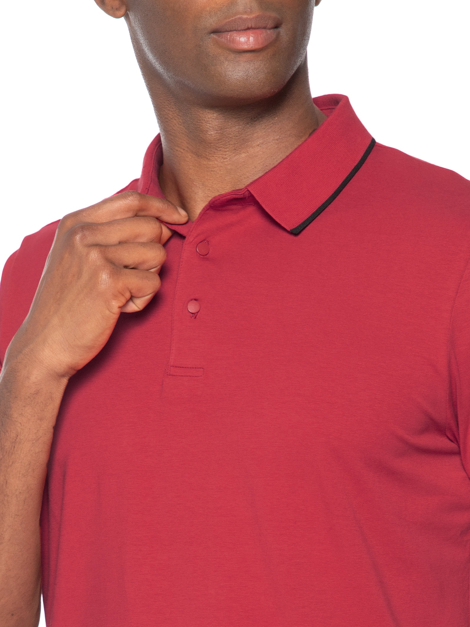 Polo Masculina Com Detalhe Em Friso Vermelho Basiq Men
