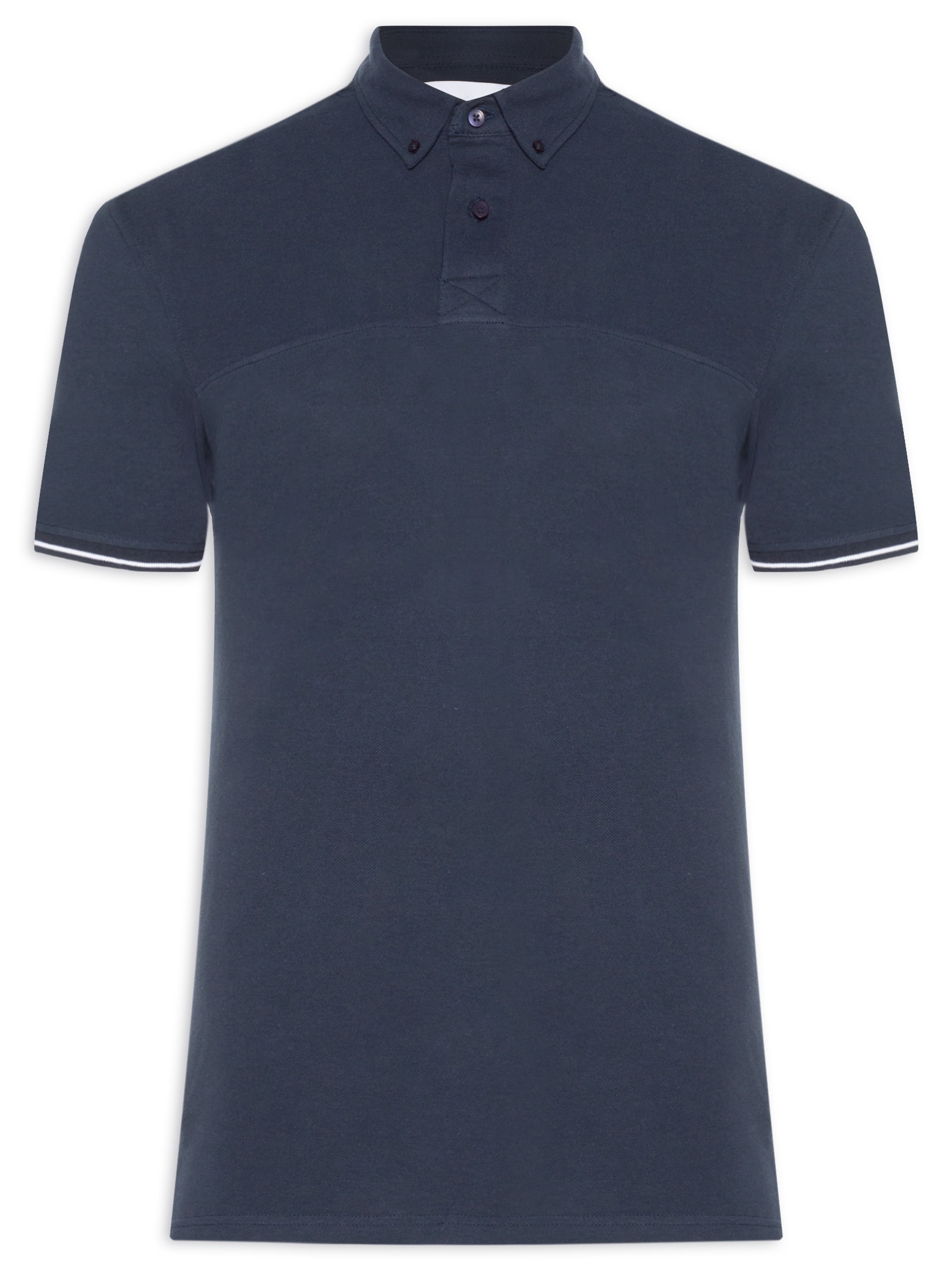 Polo Masculina com Detalhe na Manga Azul '2 Essential