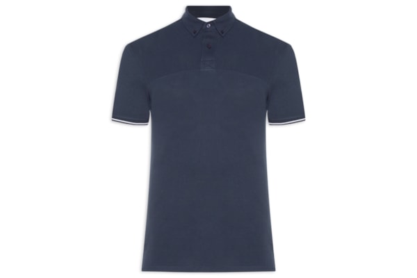 Polo Masculina com Detalhe na Manga - Azul