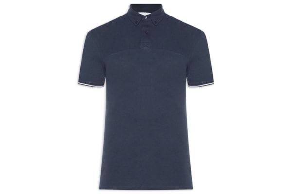 Polo Masculina com Detalhe na Manga - Azul
