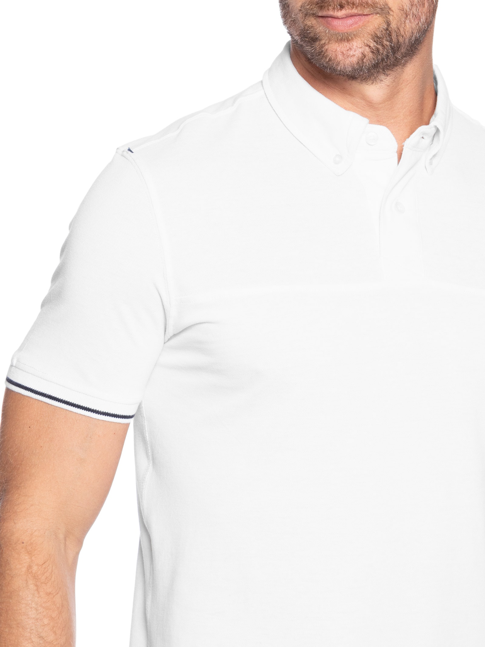 Polo Masculina com Detalhe na Manga Branco '2 Essential