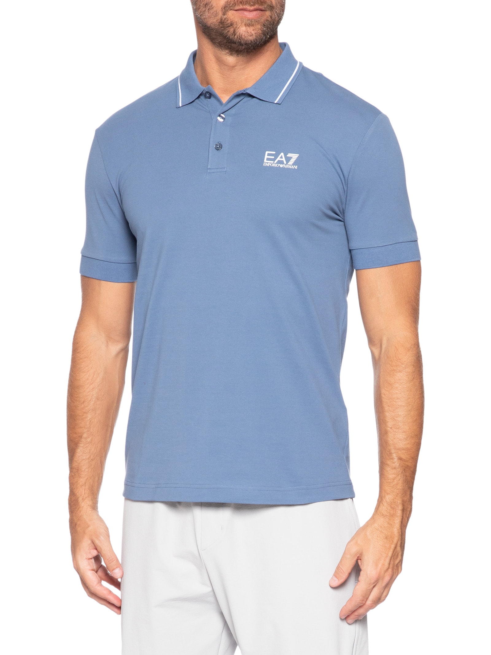 Polo Masculina Com Friso Train Core Azul Ea7 Emporio Armani