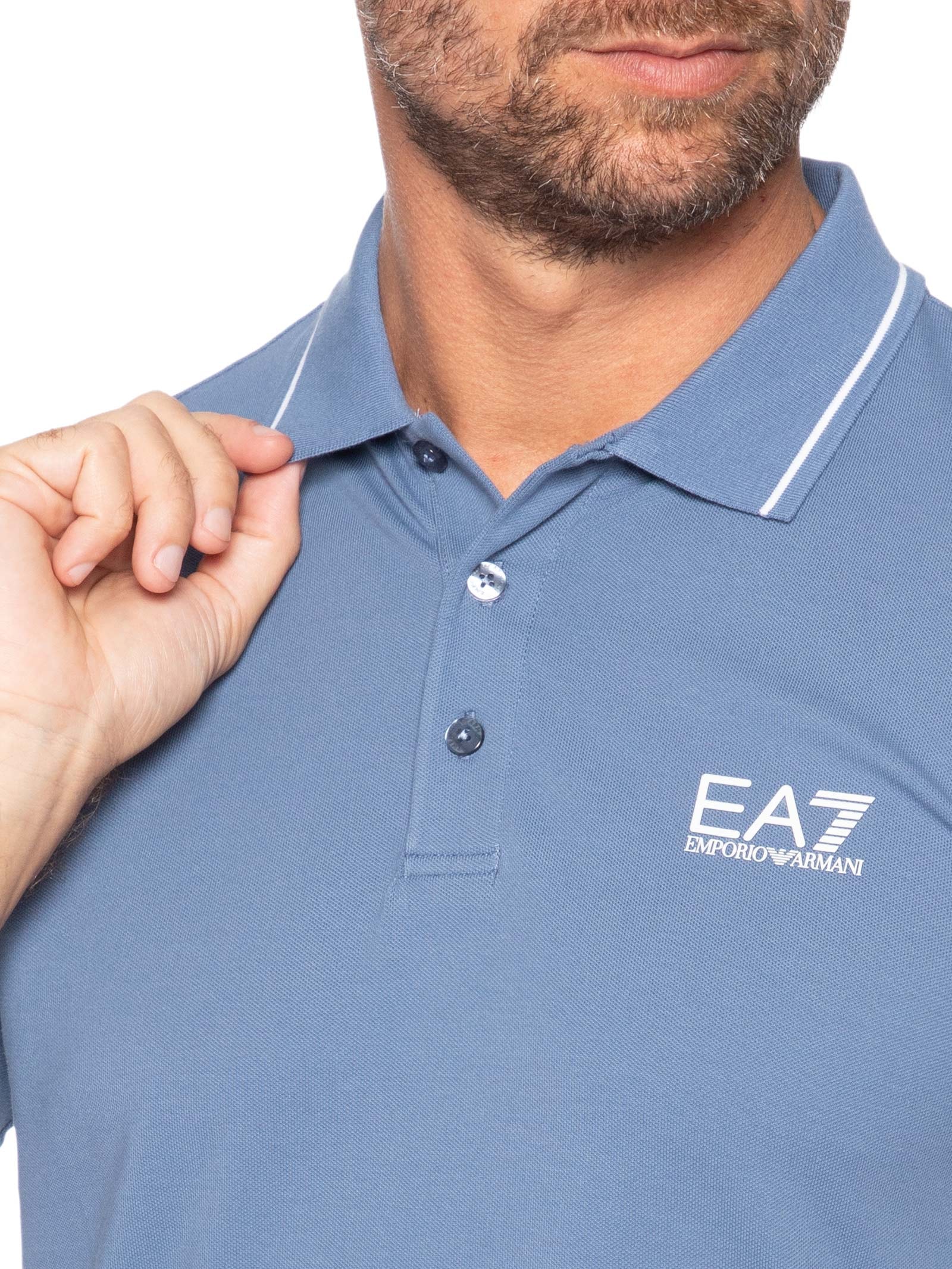 Polo Masculina Com Friso Train Core Azul Ea7 Emporio Armani