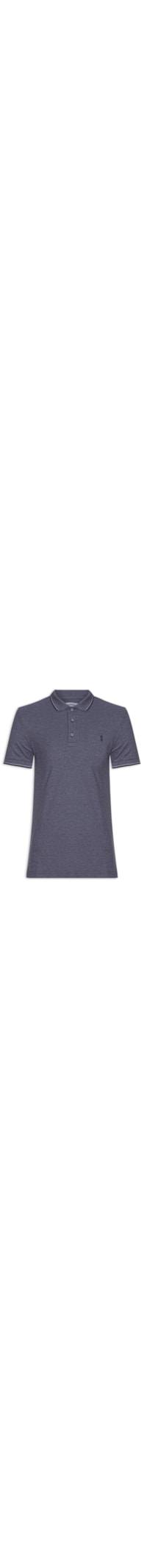 Polo Masculina Com Frisos Em Piquet - Azul