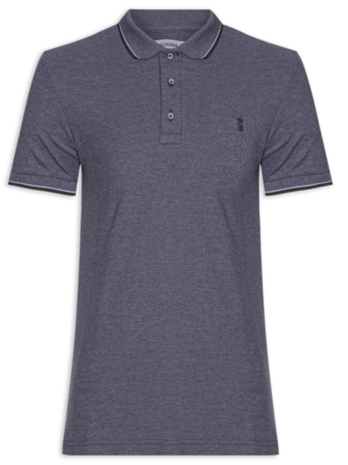 Polo Masculina Com Frisos Em Piquet – Azul