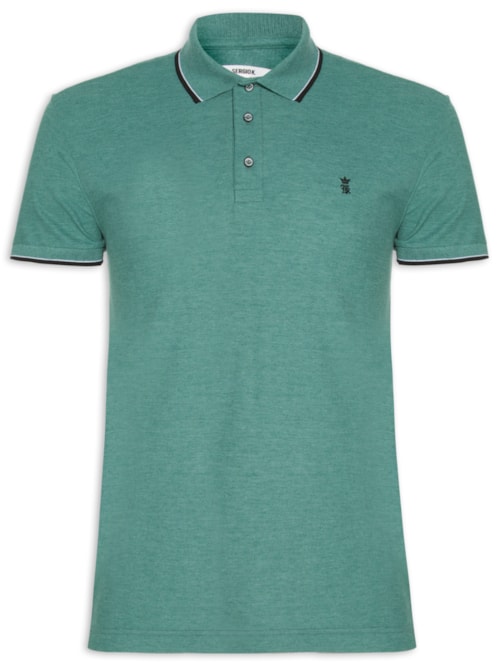 Polo Masculina Com Frisos Em Piquet – Verde