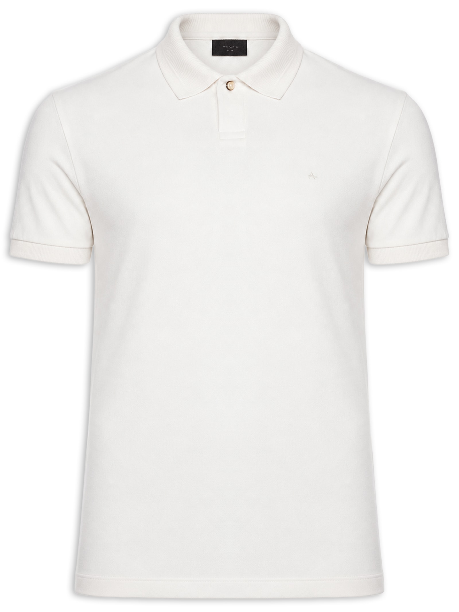 Polo Masculina com Frisos na Gola Branco Aramis