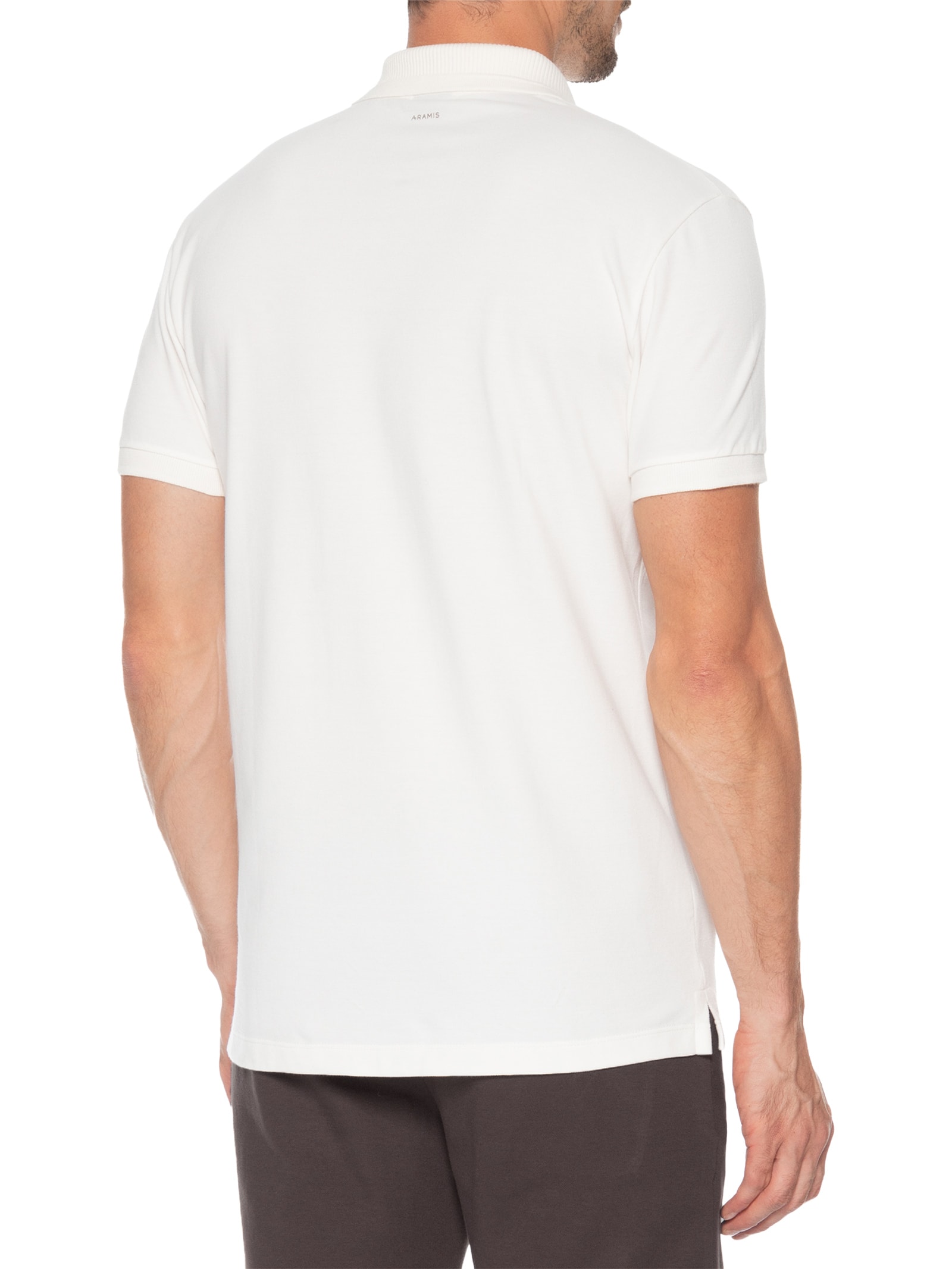 Polo Masculina com Frisos na Gola Branco Aramis
