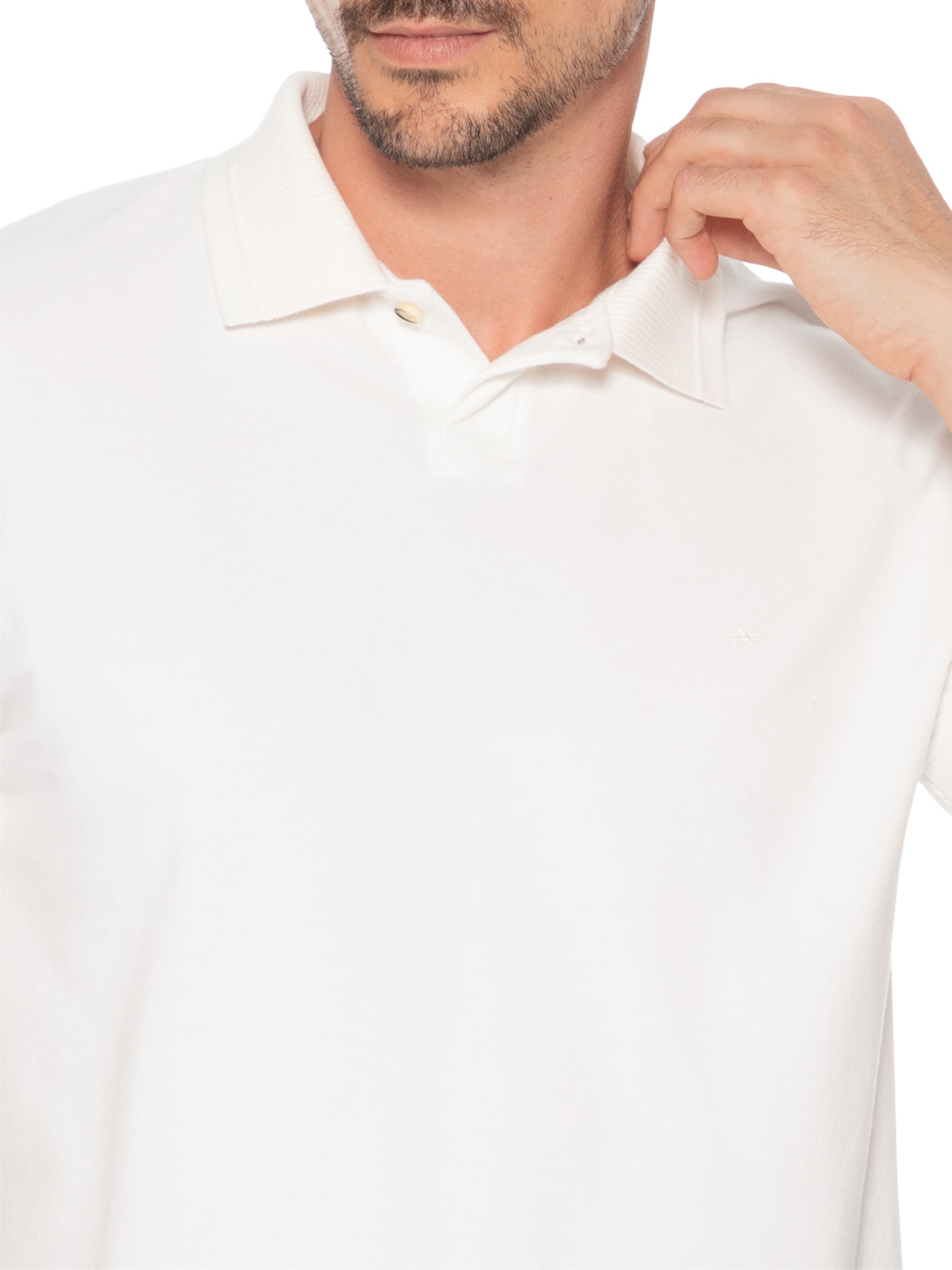 Polo Masculina com Frisos na Gola Branco Aramis