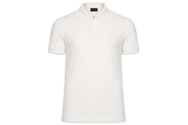 Polo Masculina com Frisos na Gola – Branco