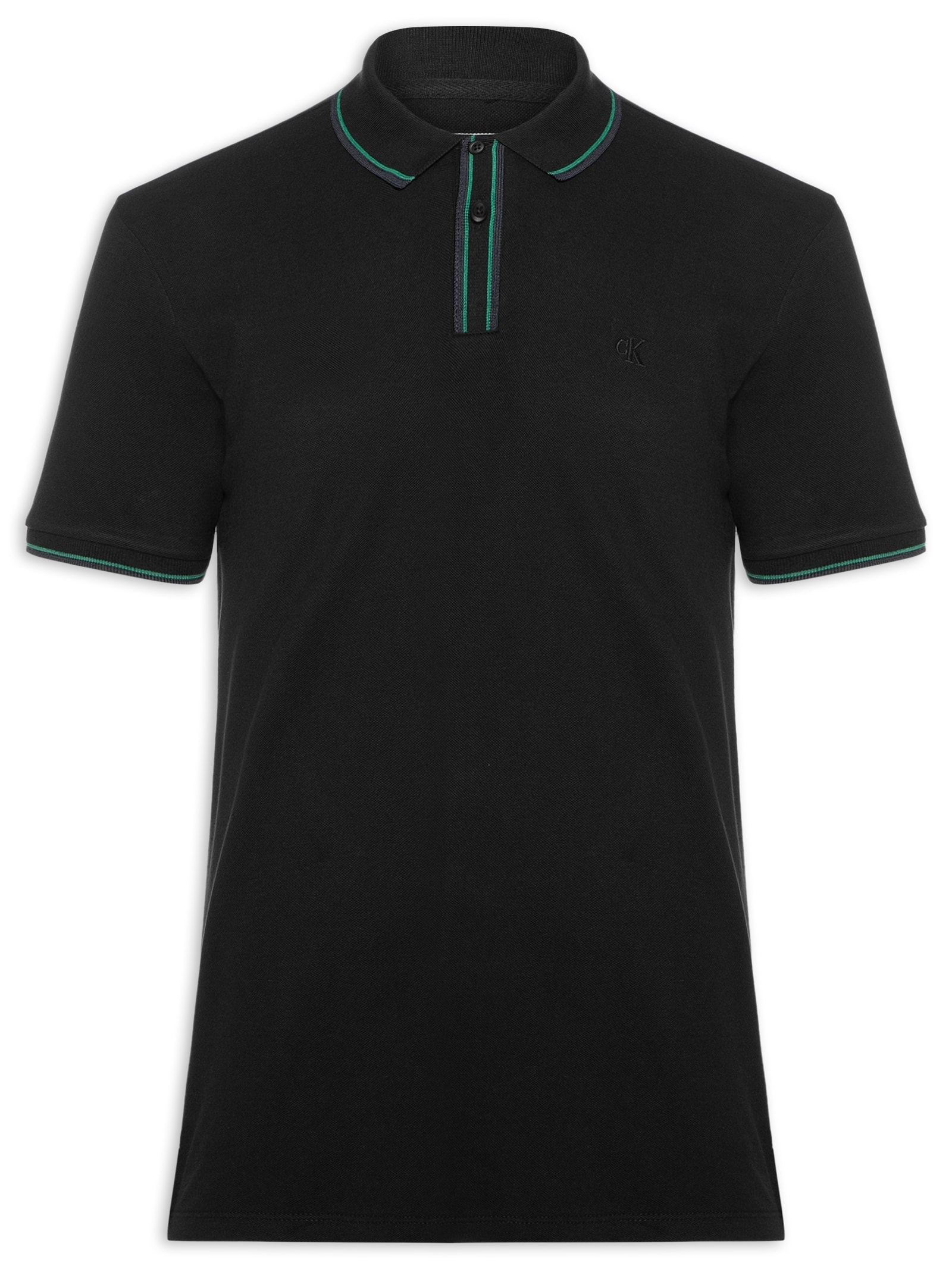 Polo Masculina Com Listras Peitilho Preto Calvin Klein Jeans