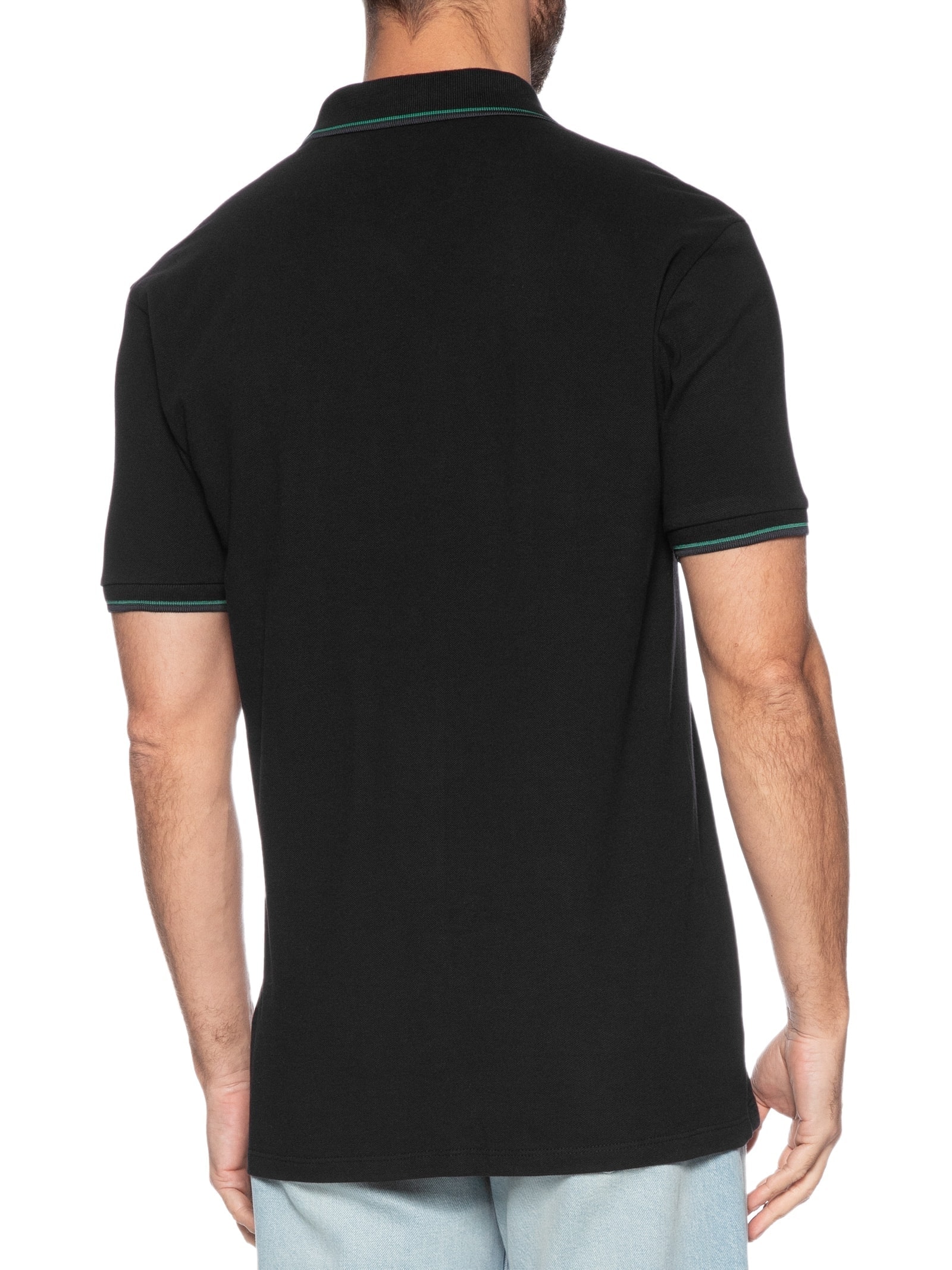 Polo Masculina Com Listras Peitilho Preto Calvin Klein Jeans