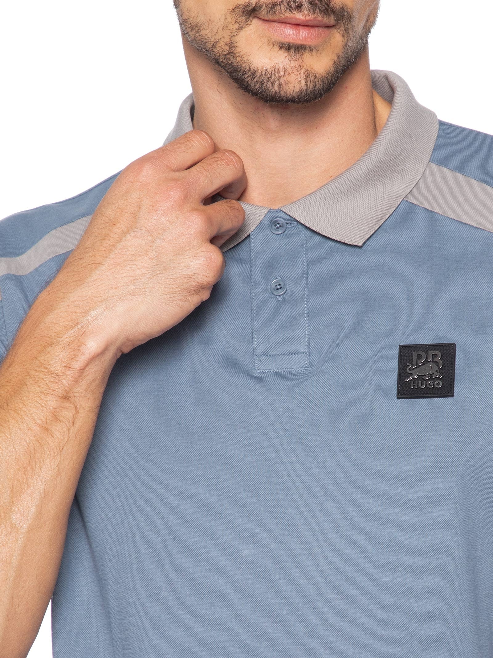 Polo Masculina Com Recortes Dunios Collab Redbull Cinza Hugo