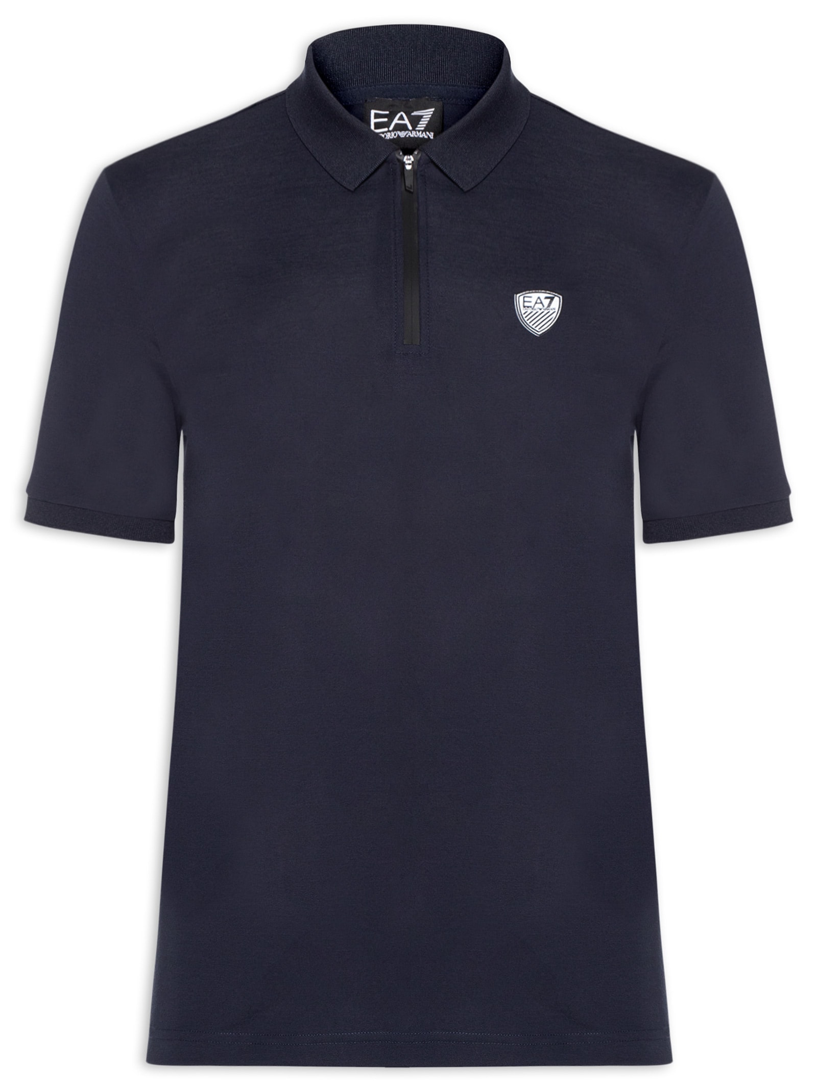 Pólo Masculina Com Zíper Logo Escudo Azul Ea7 Emporio Armani
