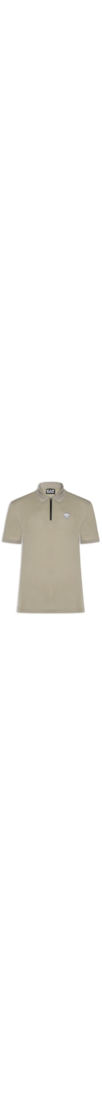 Polo Masculina com Zíper Logo Escudo – Bege