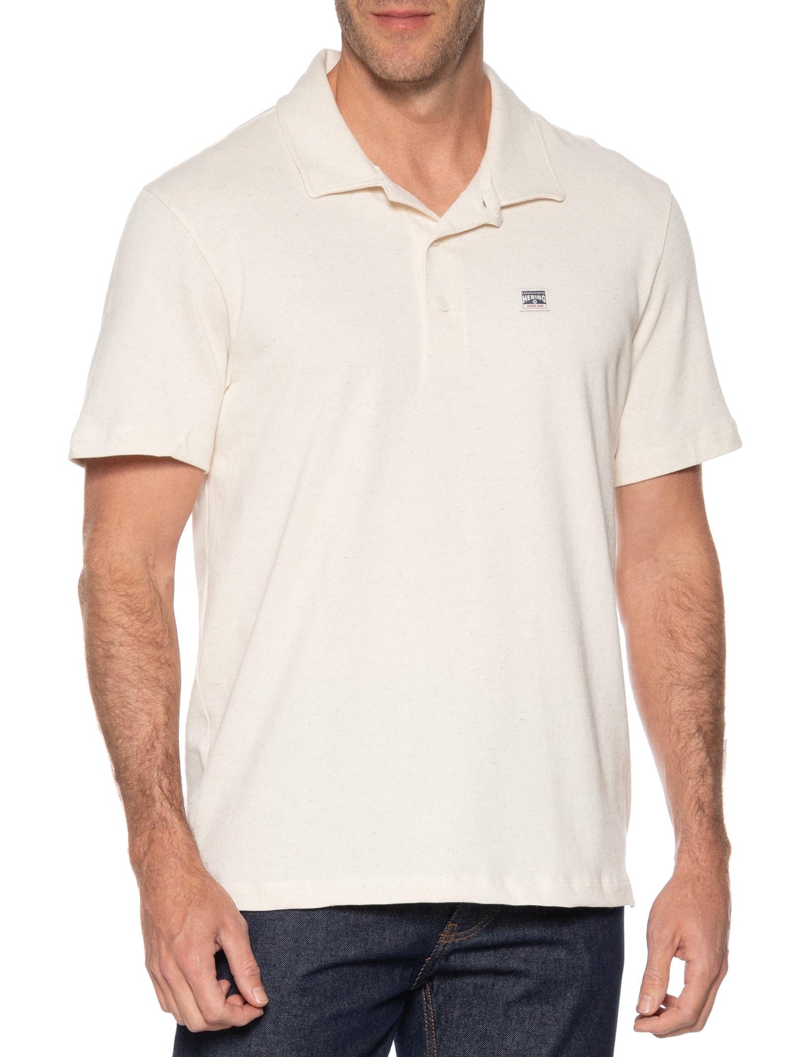 Polo Masculina Comfort Fit Linho Heritage Off White Hering