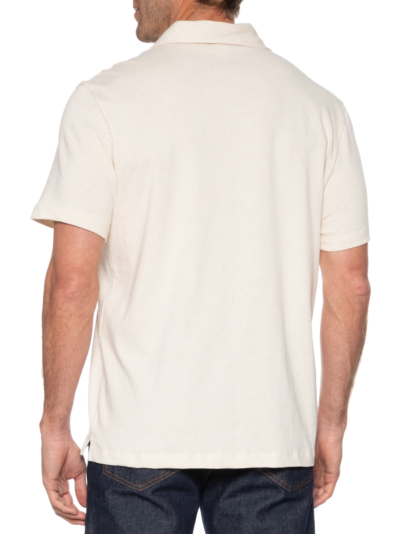 Polo Masculina Comfort Fit Linho Heritage Off White Hering