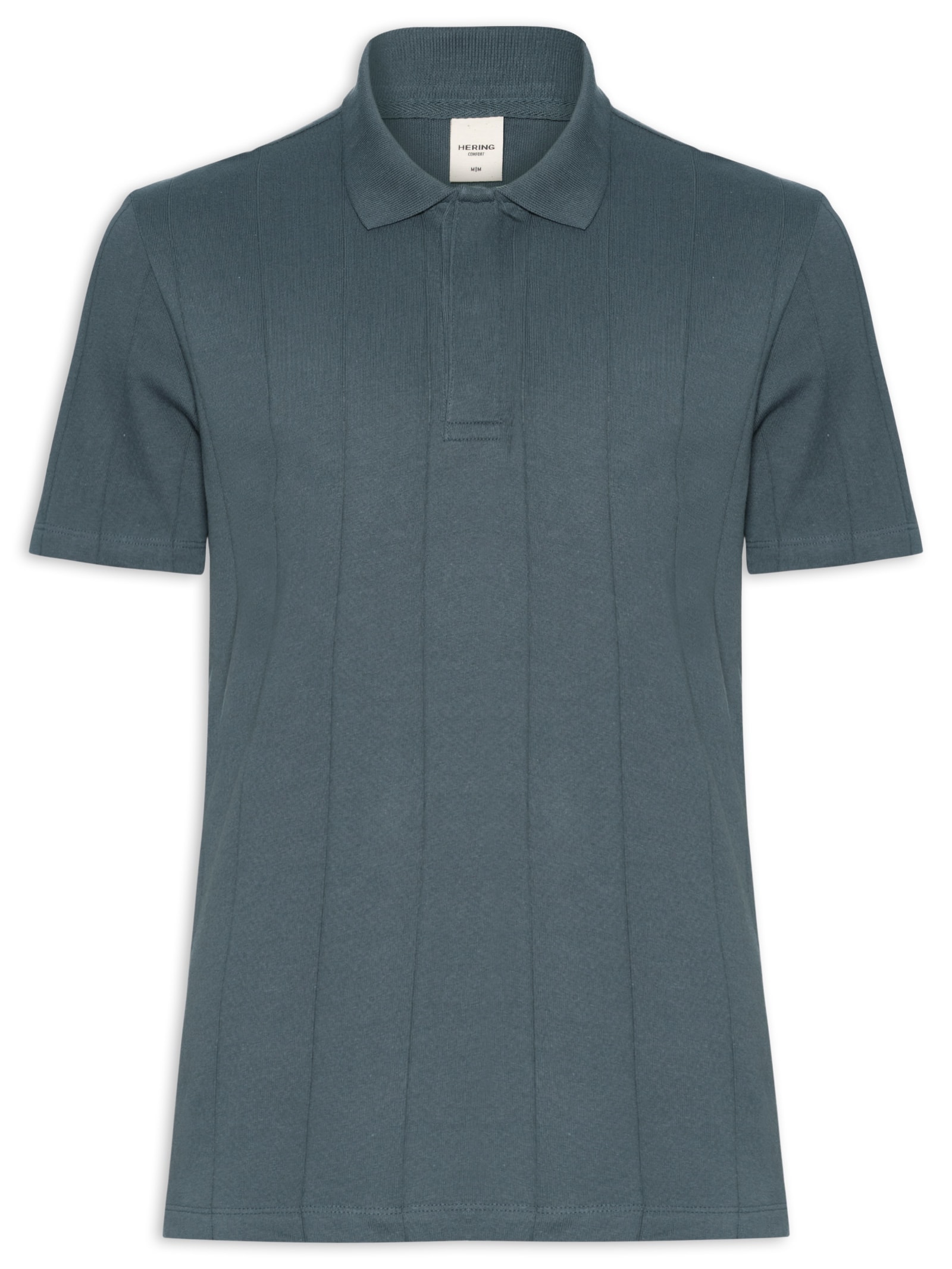 Polo Masculina Comfort Fit Listras Texturizadas Cinza Hering